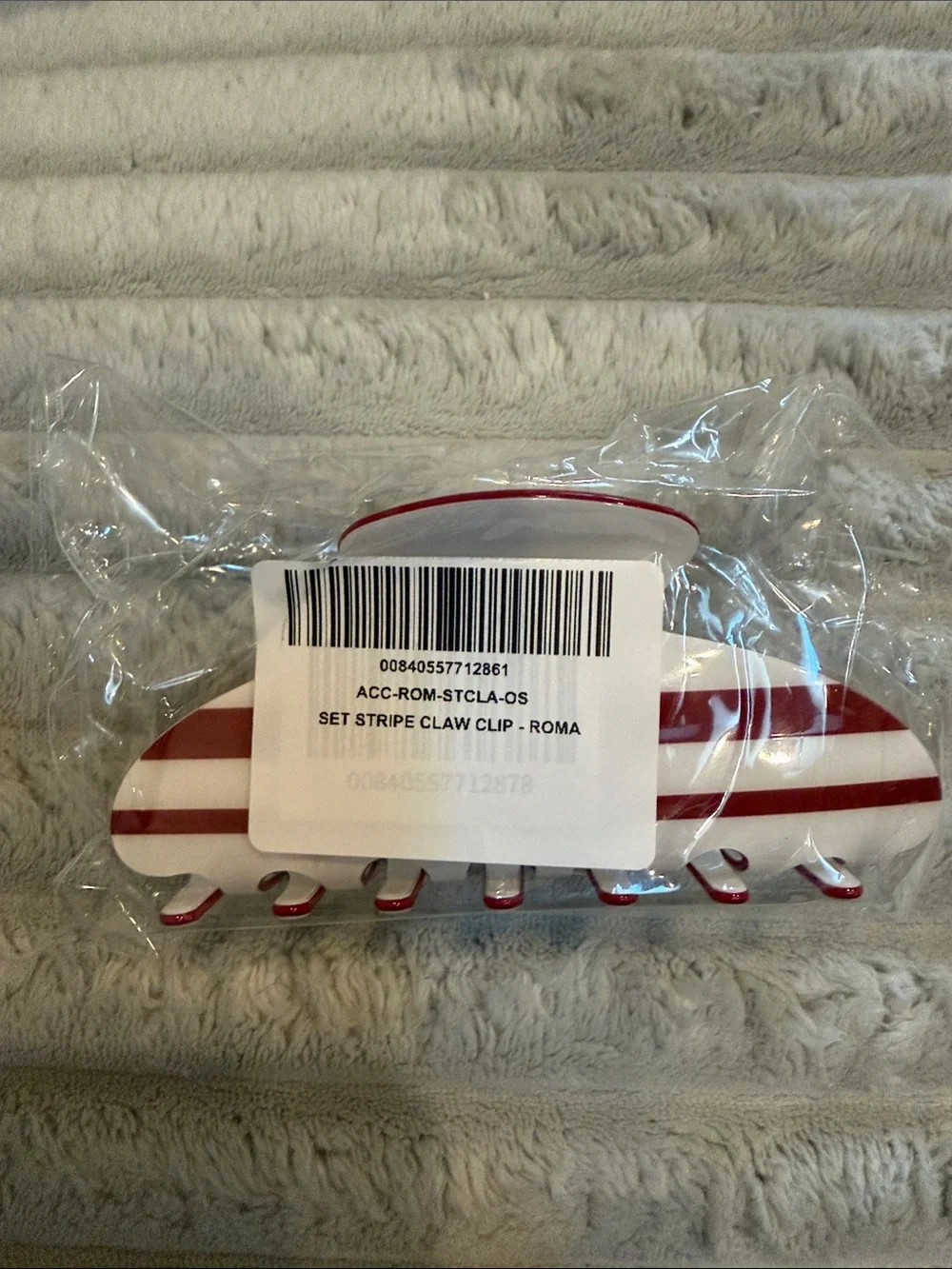 SET Active Red and White Striped Hair Clip
